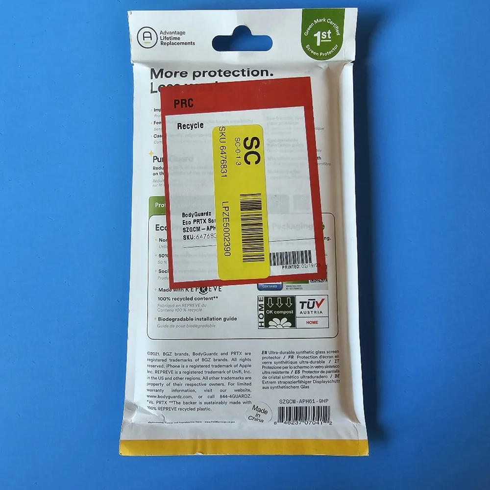 iPhone 13/13 Pro - BodyGuardz Eco PRTX Screen Protector (ECO-FRIENDLY)